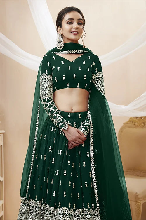 Indian Luxury Exclusive Tree Green Color  Embroidered Lehenga Choli