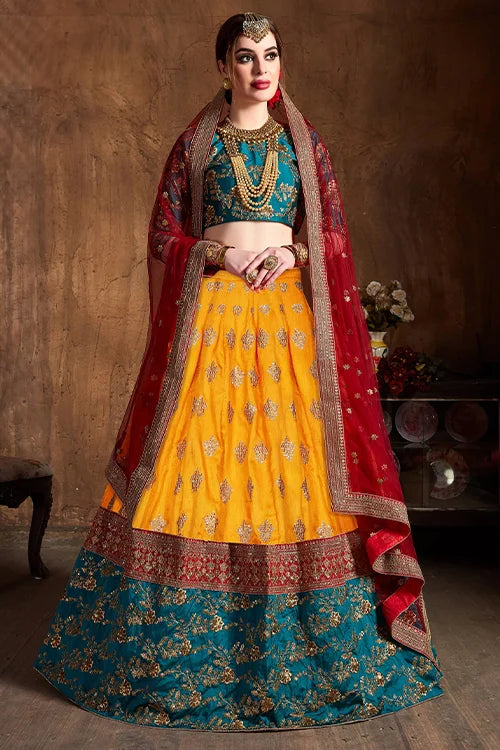Indian Luxury Exclusive Yellow Colour Embroidery Lehenga Choli