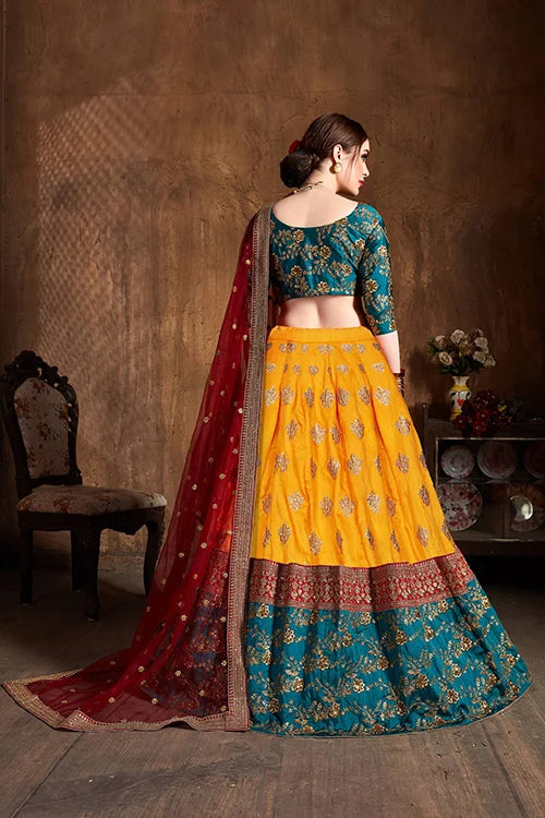 Indian Luxury Exclusive Yellow Colour Embroidery Lehenga Choli