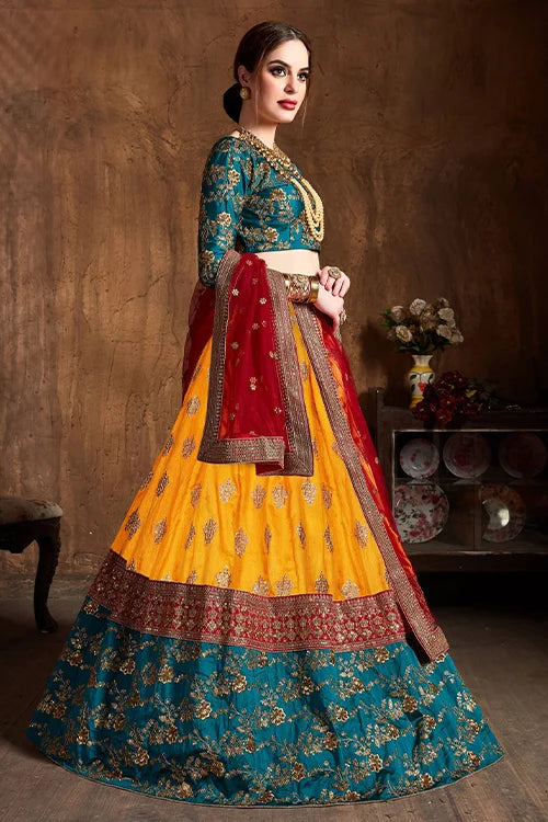 Indian Luxury Exclusive Yellow Colour Embroidery Lehenga Choli