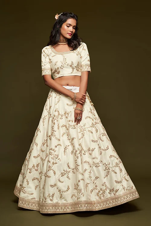 Indian Women Bridal Collection For Lehenga Choli With Dupatta White Colour