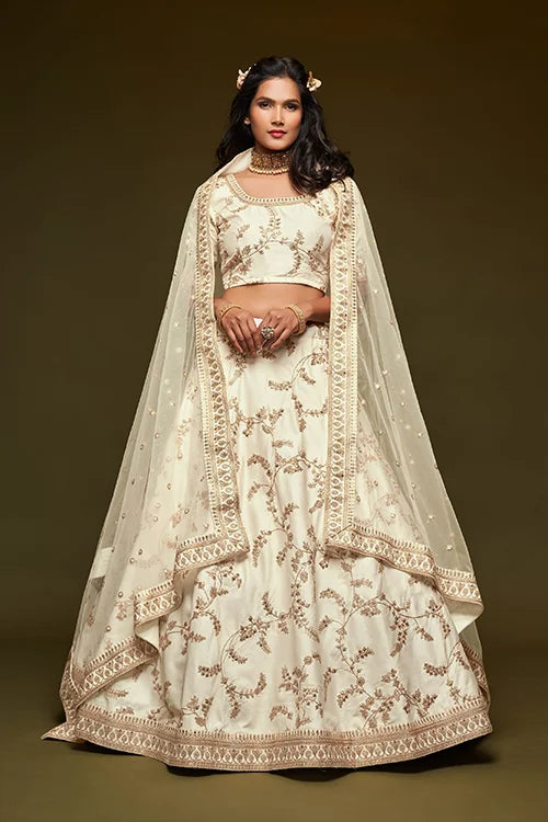 Indian Women Bridal Collection For Lehenga Choli With Dupatta White Colour