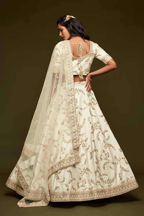 Indian Women Bridal Collection For Lehenga Choli With Dupatta White Colour