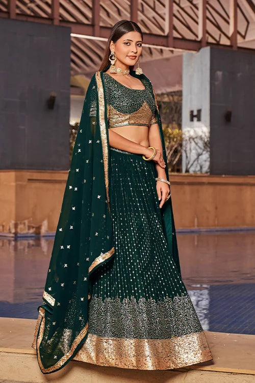 Stunning Green Bridal Lehenga Choli with Dupatta