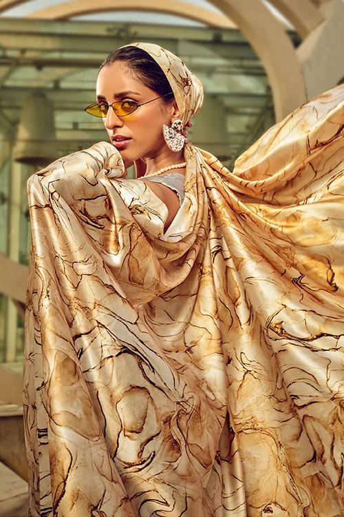 Karishma Style Satin Crepe Digital Print with Beautiful Saree Collection
