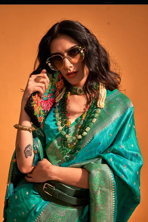 Banarasi Silk Saree with Blouse – Handloom Zari Work