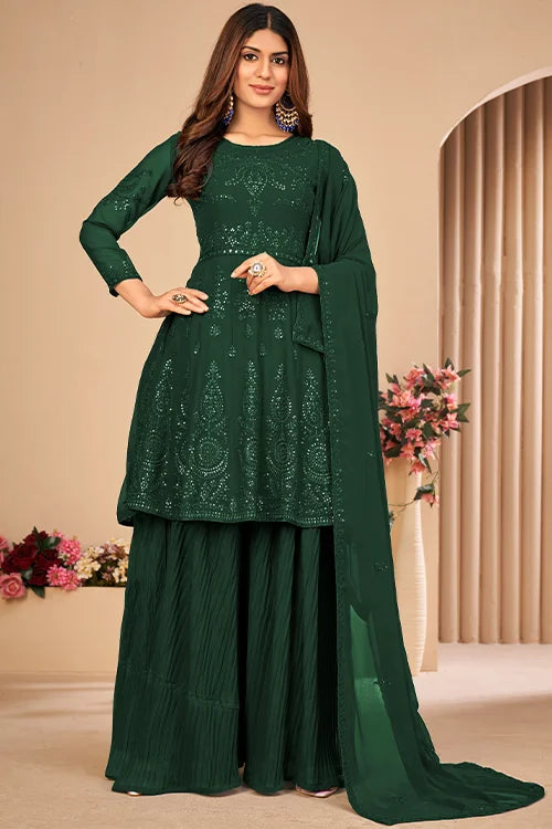 Beautiful Bridesmaid Sequins Kurta Sharara Set Dupatta