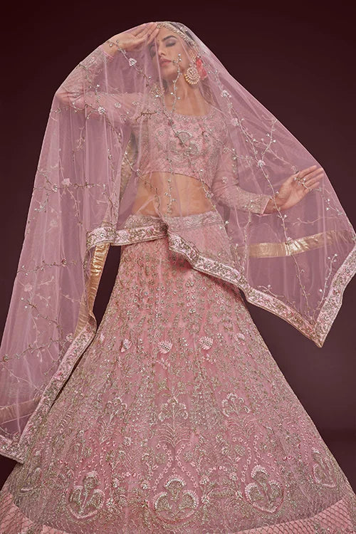 Latest Collection For Marriage Season Lehenga Choli Pearl Pink Colour
