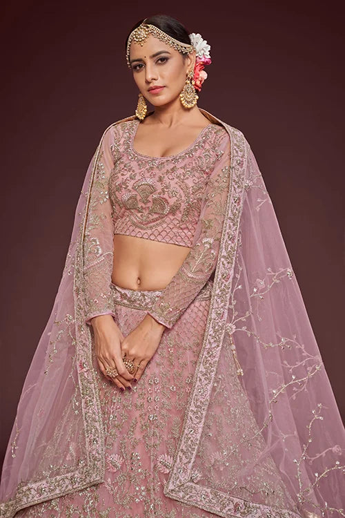 Latest Collection For Marriage Season Lehenga Choli Pearl Pink Colour