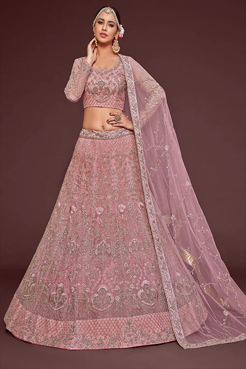 Latest Collection For Marriage Season Lehenga Choli Pearl Pink Colour