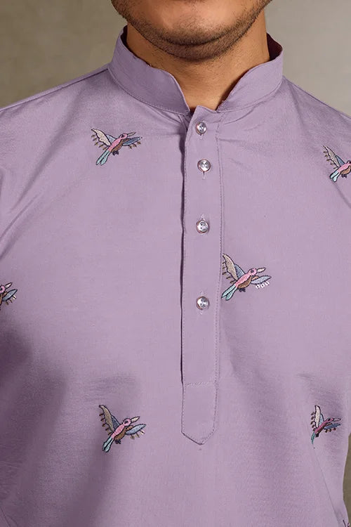 Premium Lavender Embroidered Kurta for Mens Wear