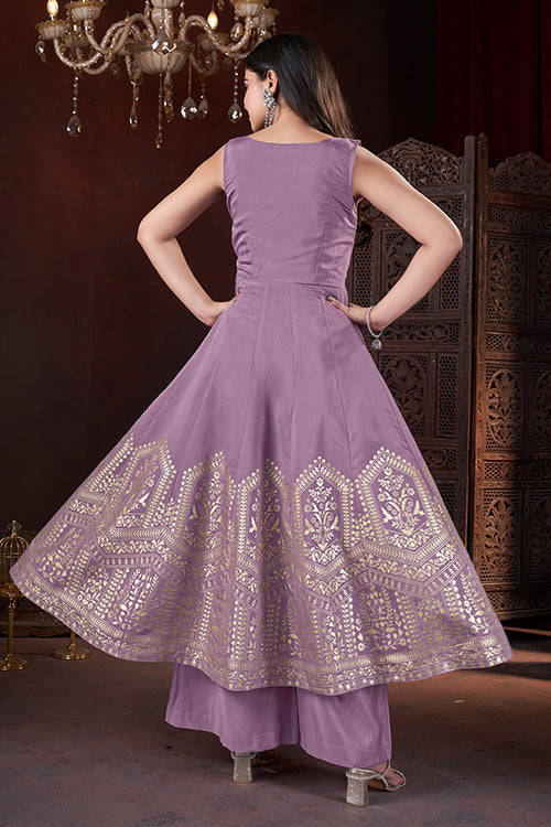 Ethnic Wear Special Lavender Roman Silk Salwar Suit