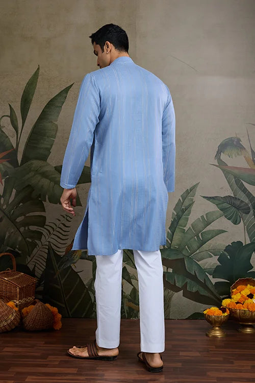 Light Blue Mirror Work Kurta – Elegant & Stylish
