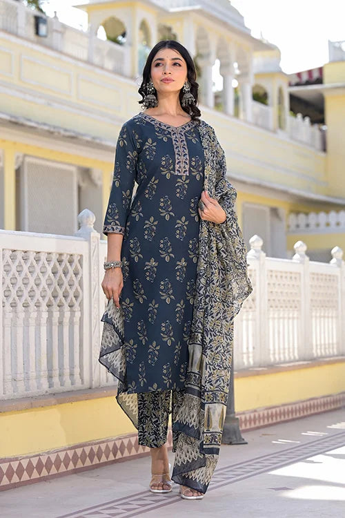 Comfortable Rayon Kurti Bottom with Dupatta Set
