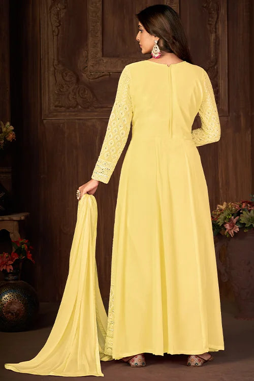 Long Flared Faux Georgette Sequins Embroidered Work Collection
