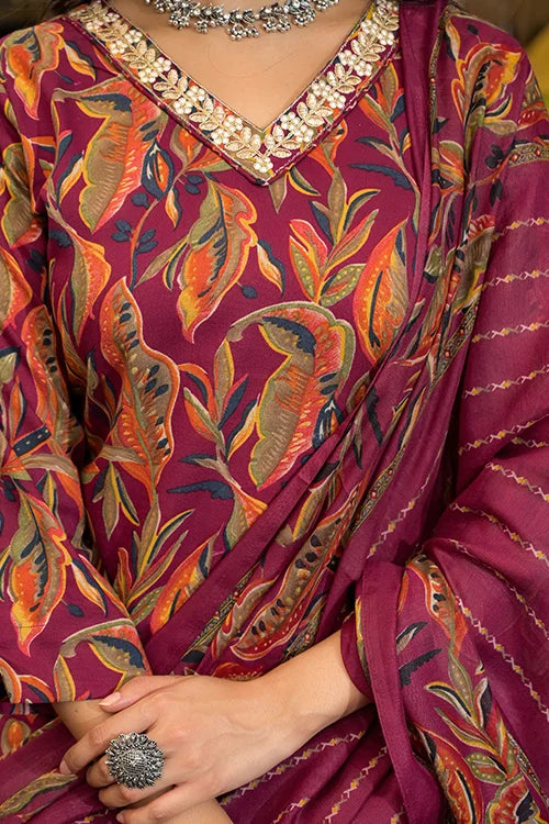 Maroon Rayon Kurti with Chanderi Cotton Dupatta – Elegant Ethnic Wear