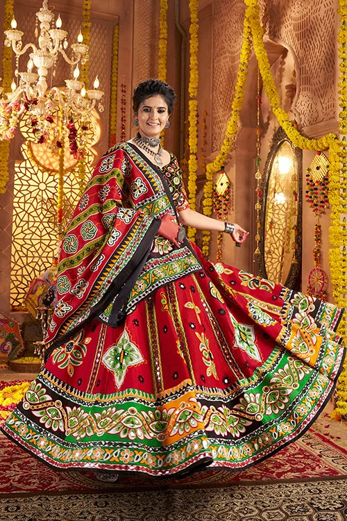 Stylish Maroon Cotton Chaniya Choli for Garba Night