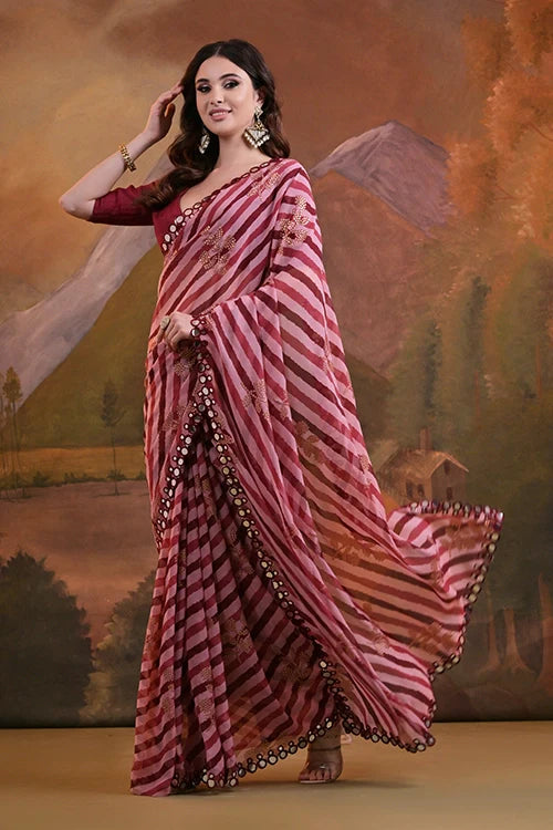 Bollywood Designer Maroon Georgette Saree Online