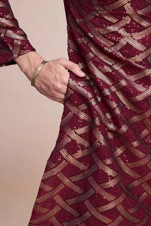 Maroon Traditional Look Ethnic Wear Kurta For Men