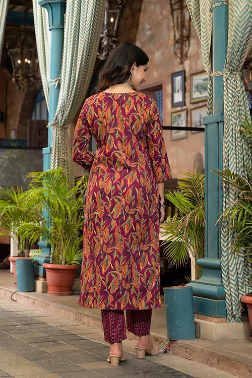 Maroon Rayon Kurti with Chanderi Cotton Dupatta – Elegant Ethnic Wear