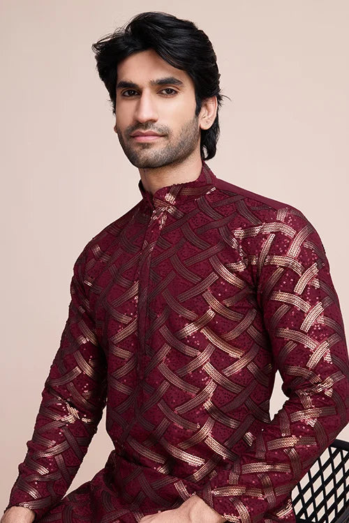 Stylish Maroon Silk Kurta for Special Occasions
