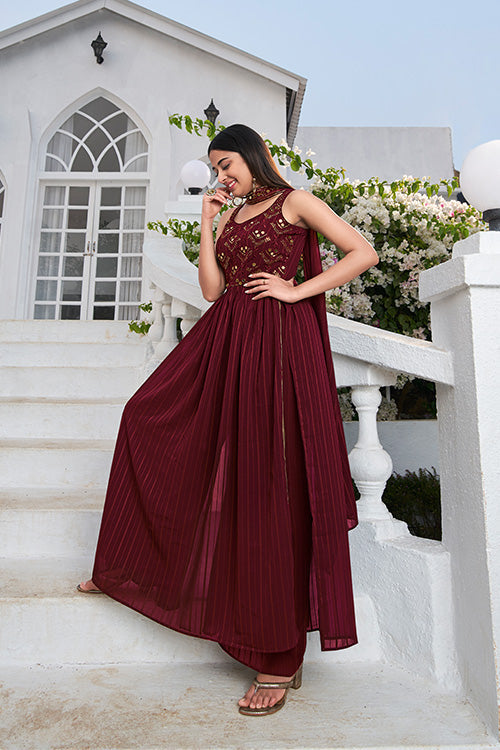 Georgette Thread And Sequins Embroidered Work Salwar Suit