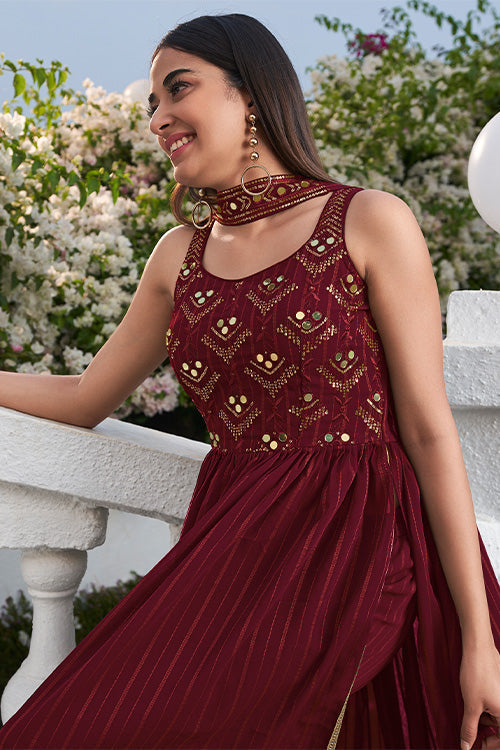 Georgette Thread And Sequins Embroidered Work Salwar Suit