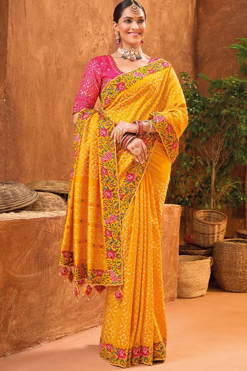 Marriage Haldi Saree with Designer Blouse Online