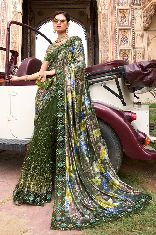 Cocktail Designer Saree with Fancy Blouse at Shubhkala Store
