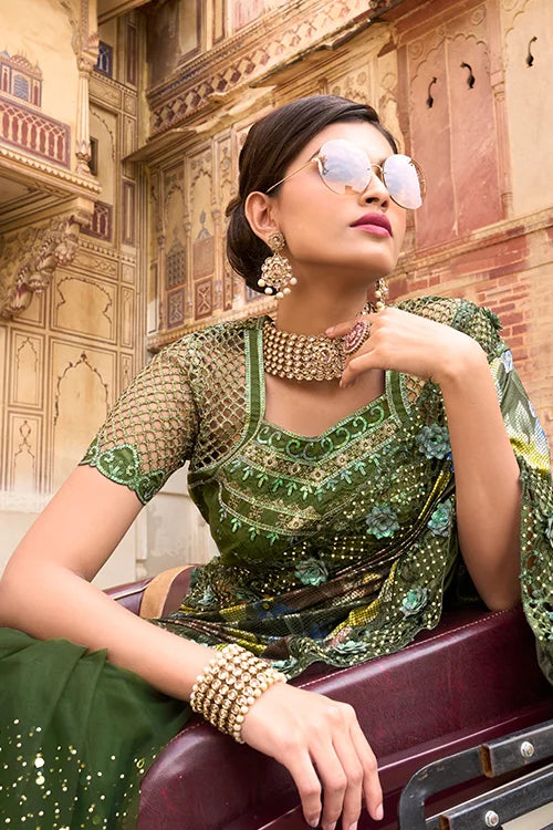 Cocktail Designer Saree with Fancy Blouse at Shubhkala Store