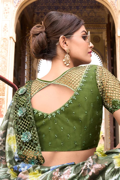 Cocktail Designer Saree with Fancy Blouse at Shubhkala Store