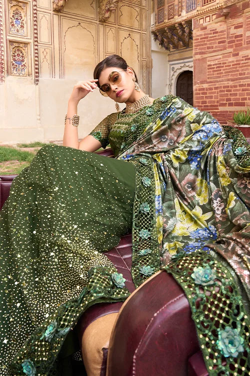 Cocktail Designer Saree with Fancy Blouse at Shubhkala Store