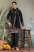 Traditional Black Color Embroidered Kurta Pajama Set For Men