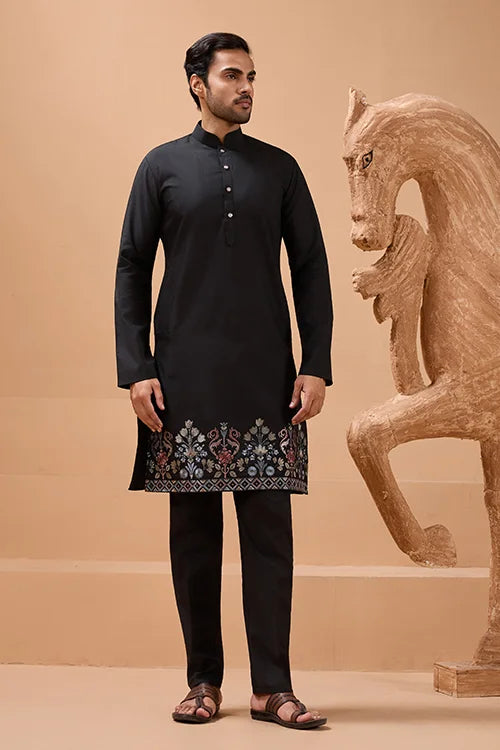 Premium Black Color Special Koti Kurta Set for Mens Wear