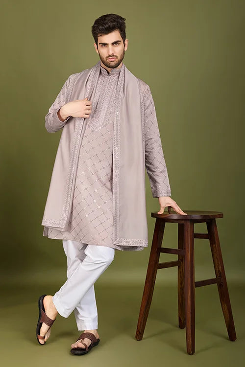 Designer Ivory Silk Kurta for Men – Elegant Festive Wear
