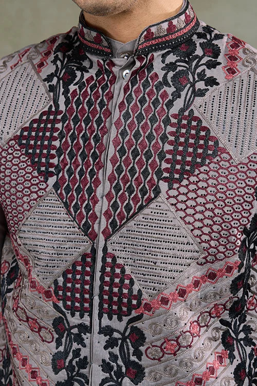 Designer and Stylish Grey Men's Kurta Koti Set for Men