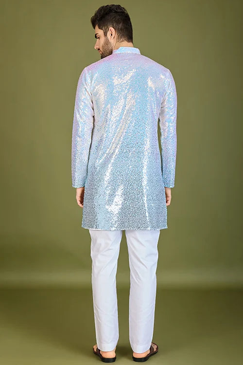 Stylish Ombre Blue Kurta For Men – Festive & Wedding Men's Kurta