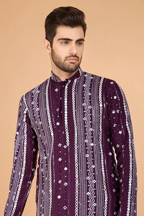 Purple Traditional Look Ethnic Wear Kurta for Men