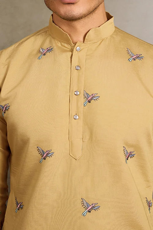 Haldi Ceremony Special Yellow Embroidered Kurta for Men