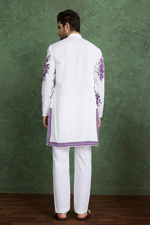 Purple Color Digital Printed Gents Kurta Pyjama