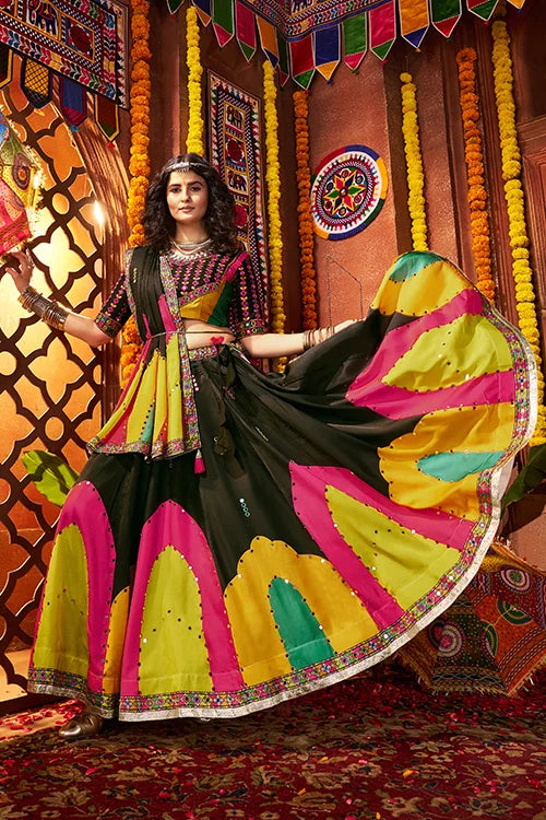 Navratri Special Black Mirror Chaniya Choli Set