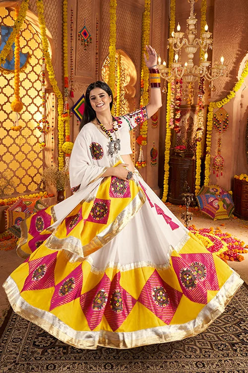 Designer Navratri White Ghagra Choli for Women
