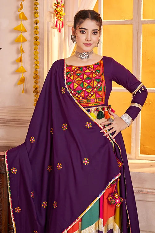 Gorgeous Purple with Multi Color Navratri Chaniya Choli Set
