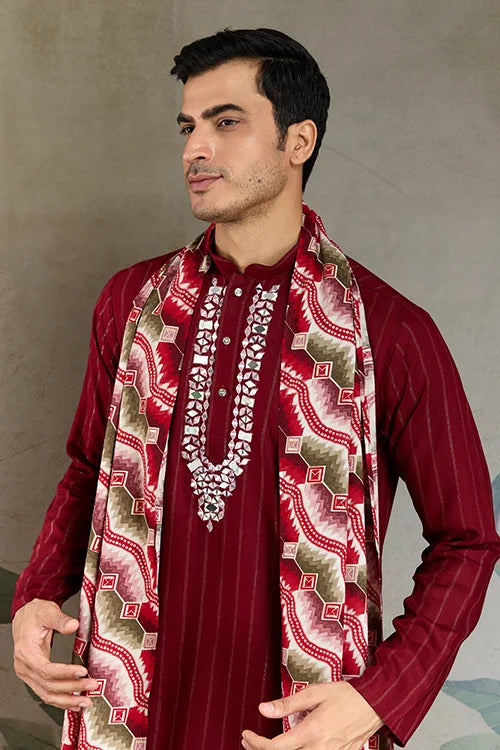 Designer Red Kurta with Dupatta for Festive Look