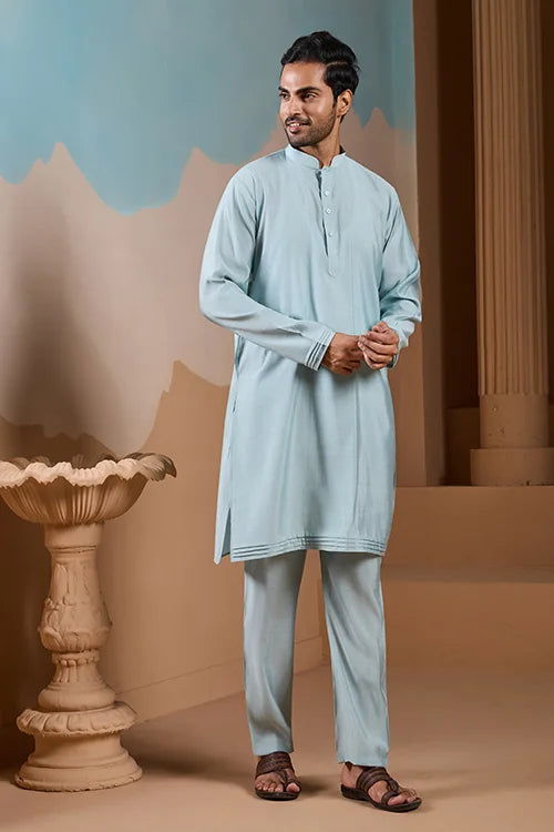 Unique Pista Color Koti Kurta Set for Men’s Style