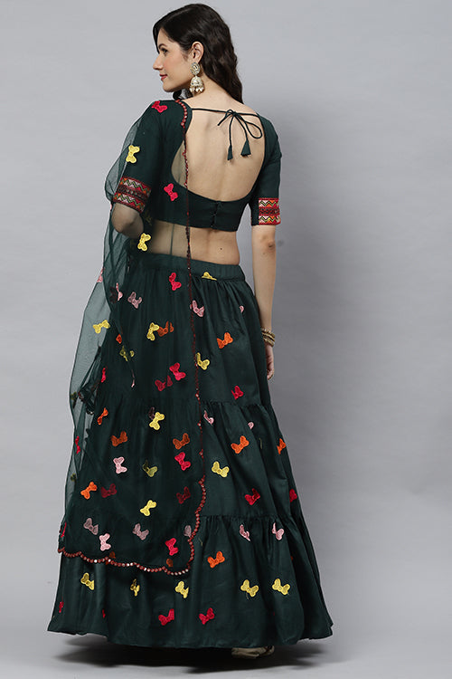 Beautiful Cotton Multi Embroidered Lehenga Choli