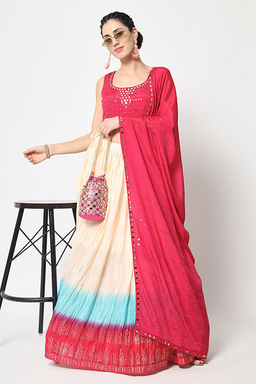 Multi Color Foil Printed Lehenga Choli with Dupatta Collection
