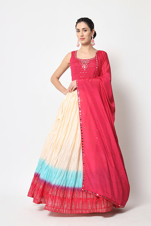 Multi Color Foil Printed Lehenga Choli with Dupatta Collection