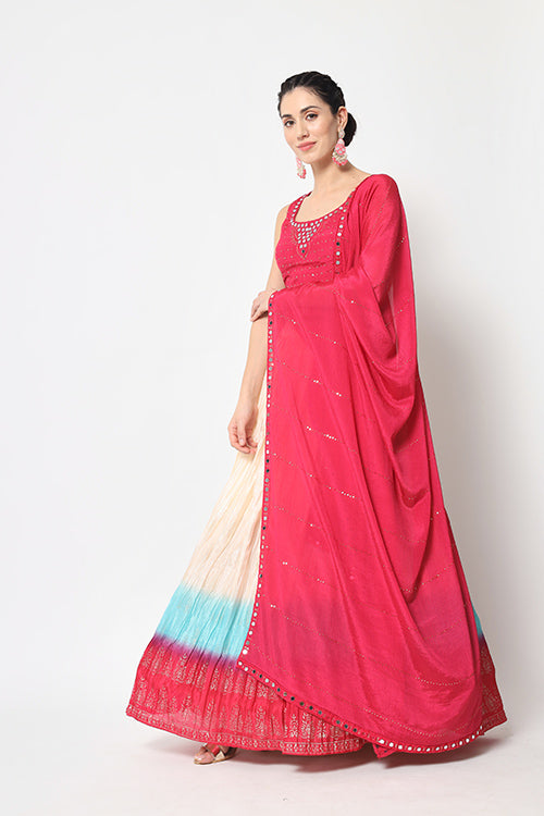 Multi Color Foil Printed Lehenga Choli with Dupatta Collection