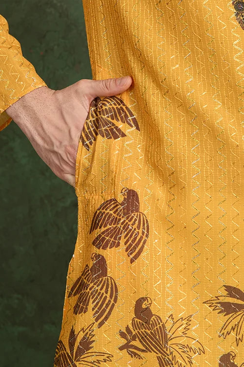 Haldi Special Mustard Yellow Kurta Pajama for Male